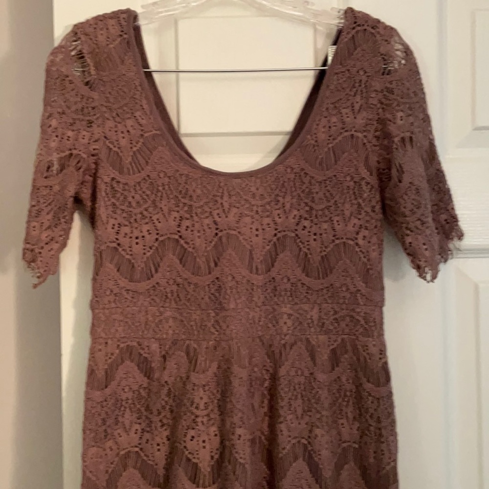 Anthropologie lavender lace dress. med. zipper back. Gently worn.